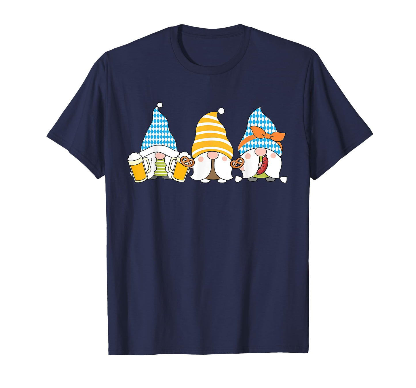 Gnomes Eating Oktoberfest Prfetzel Sausage Bratwurst German T-Shirt