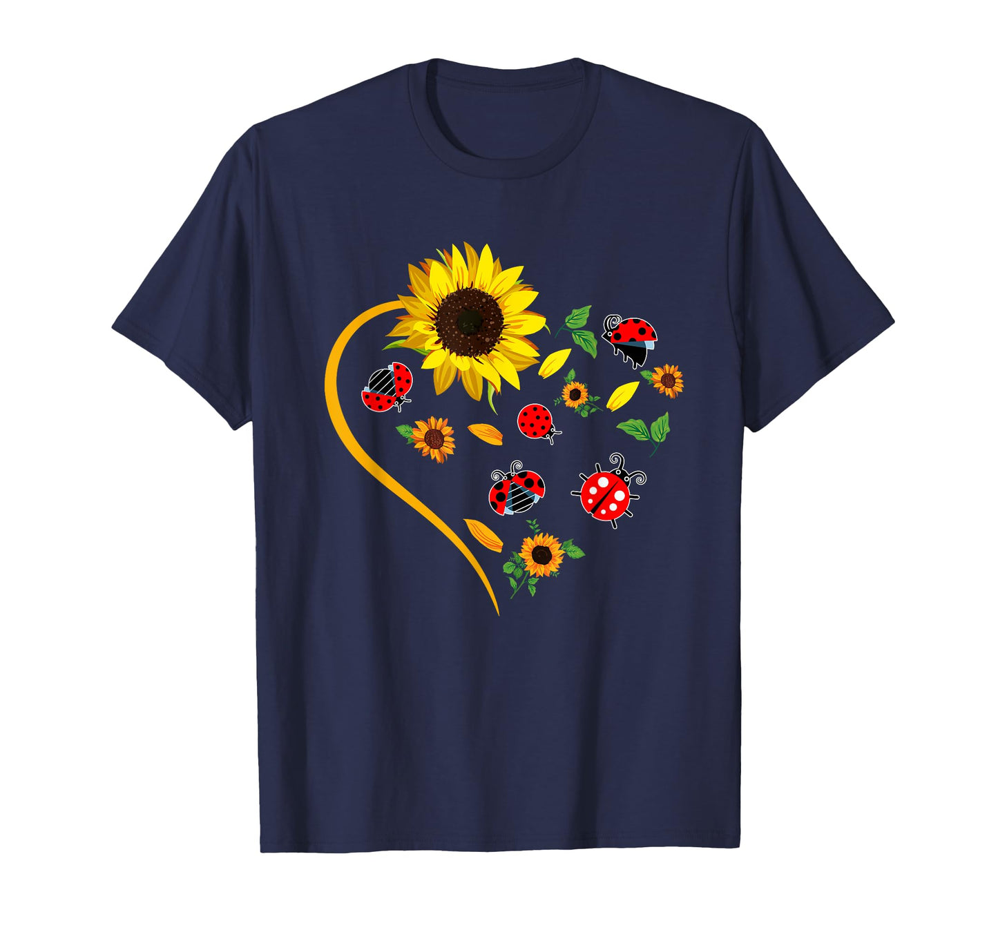 Sunflowers Ladybugs Cute Heart Shape Matching Insect Lover T-Shirt