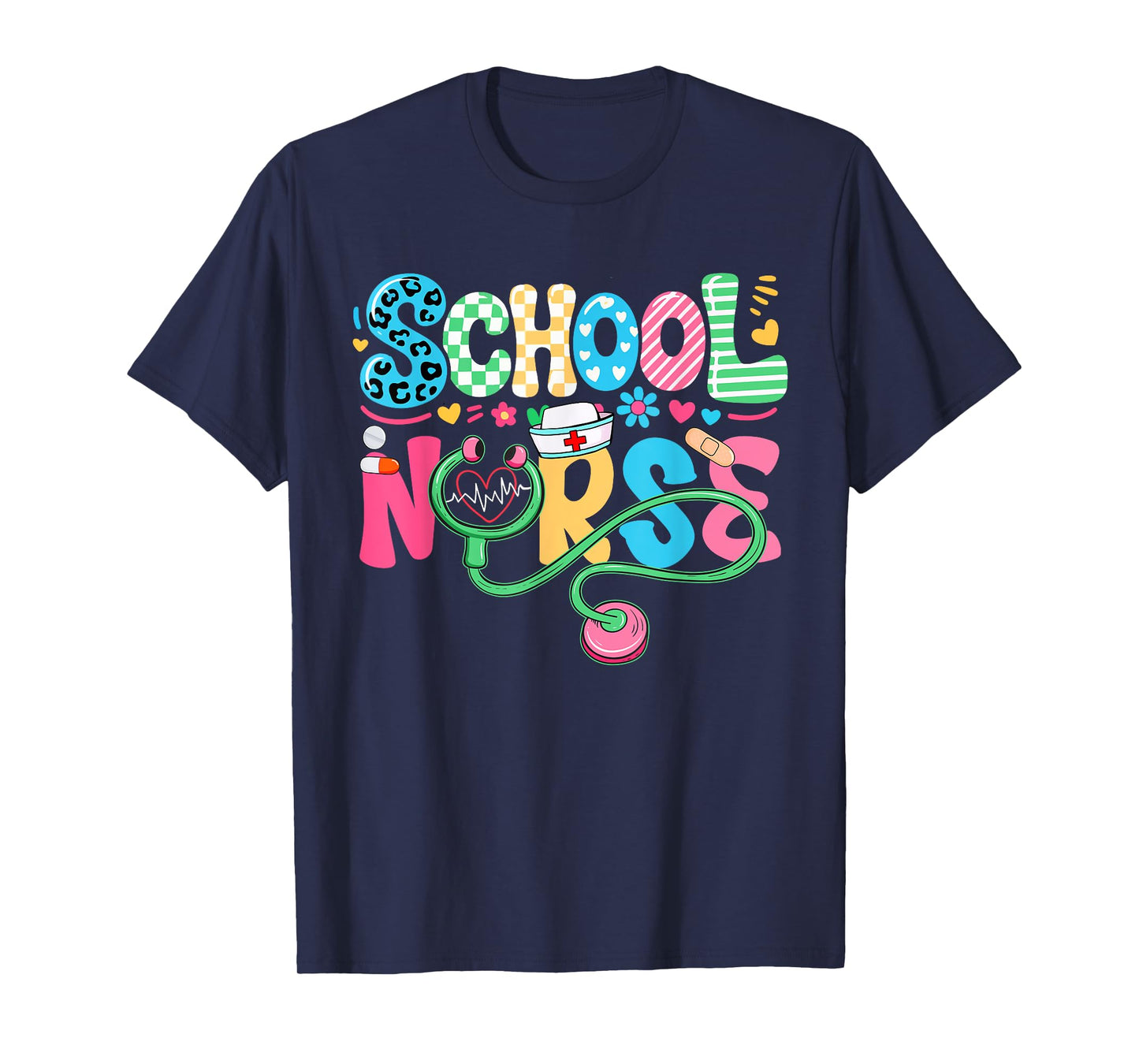 School Nurse Colorful Costume Back To School Nursing Job T-Shirt
