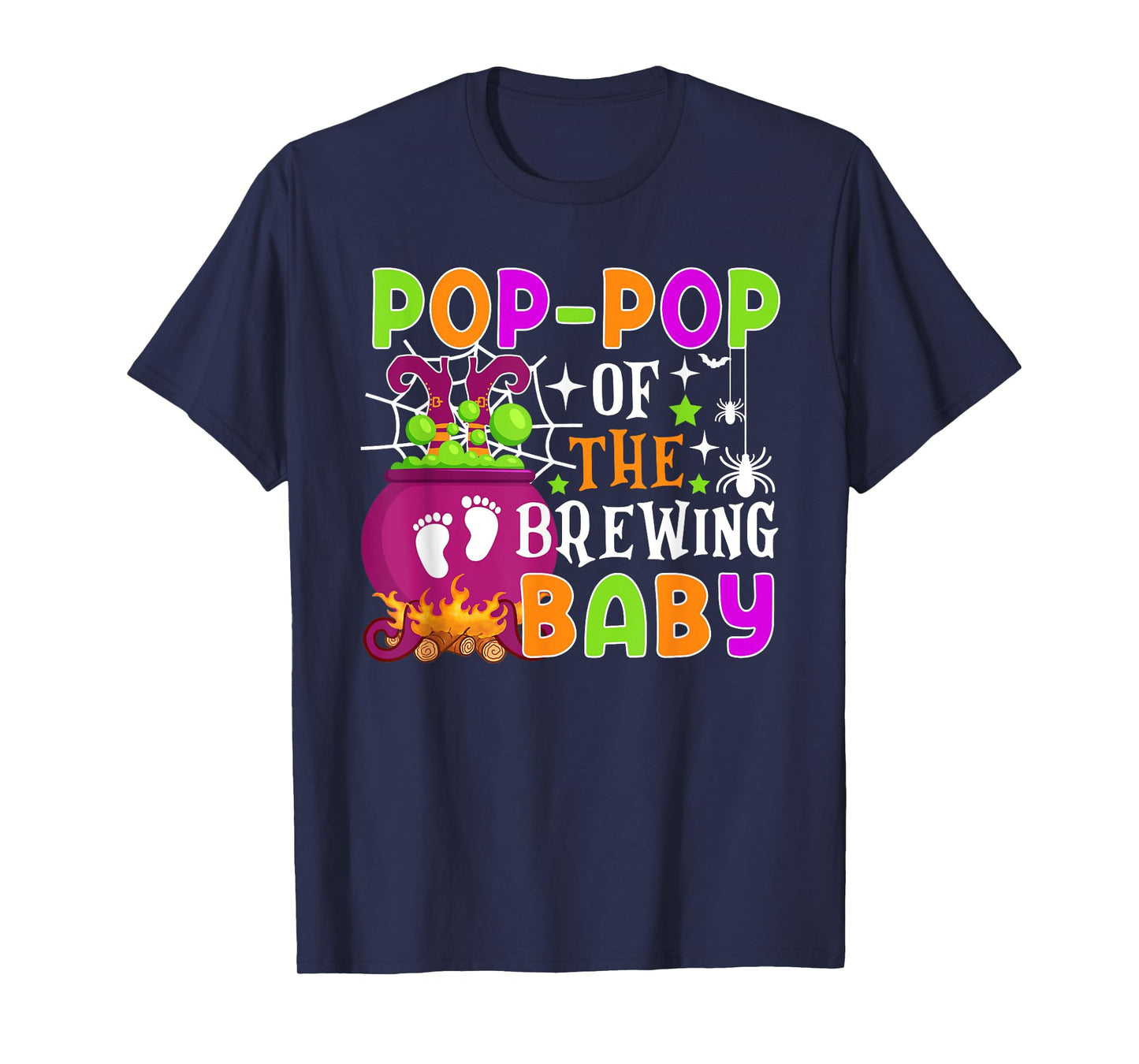 Pop-Pop of Brewing Baby Halloween Theme Baby Shower Spooky T-Shirt