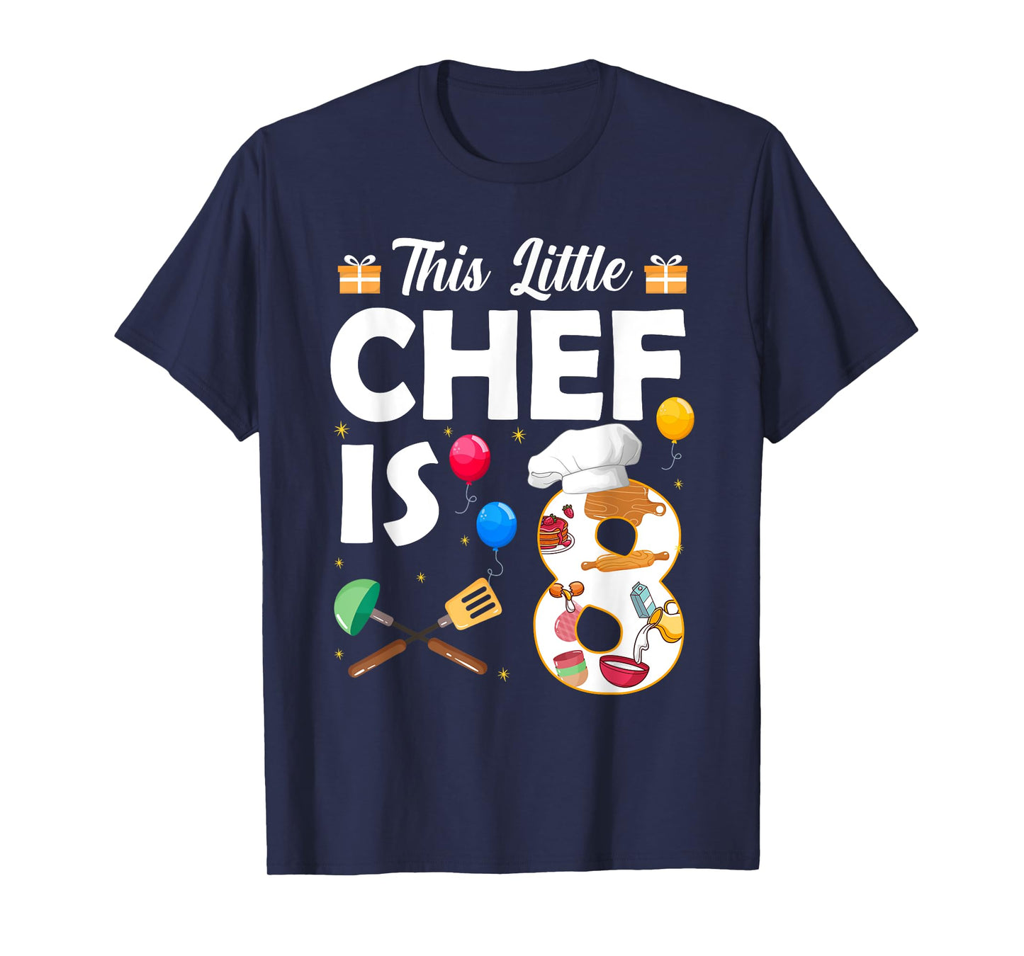 This Little Chef Is 8 Year Old Birthday Chef Cook 8th T-Shirt