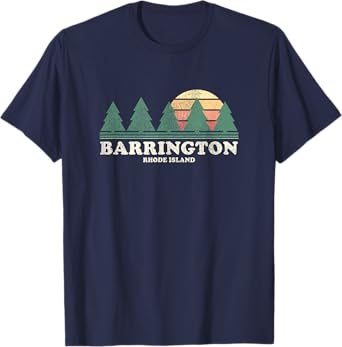 Barrington RI Vintage Throwback Tee Retro 70s Design T-Shirt