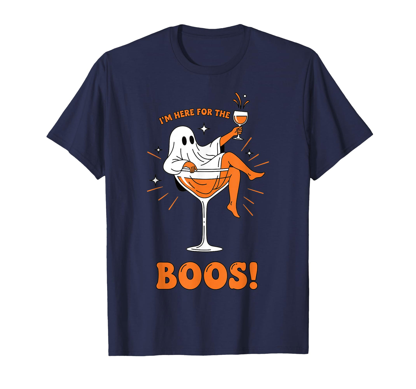 Funny Ghost Halloween Wine I’m Here for Boos T-Shirt