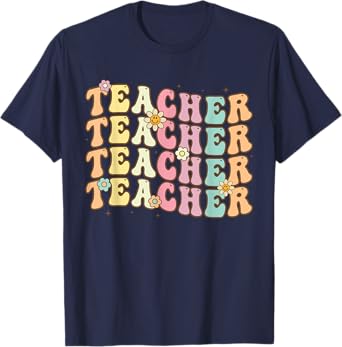 Retro Groovy Teacher Inspirational Colorful Back to School Men Women Girls Kids T-Shirt