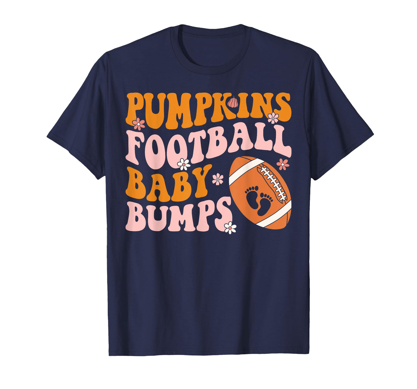 Pumpkins Football Baby Bumps Pregnancy Announcement Fall T-Shirt
