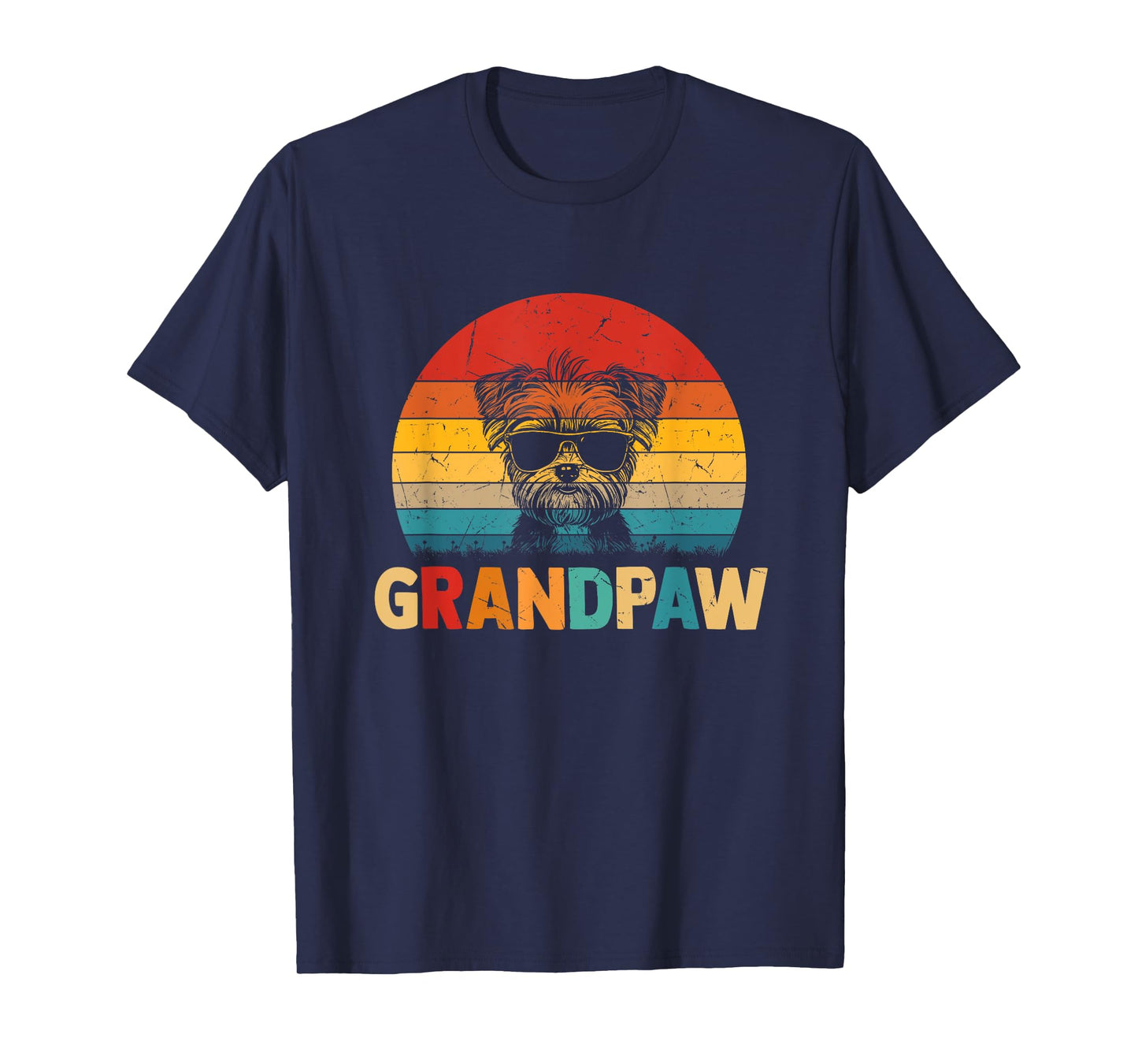 Funny Grandpaw Retro Vintage Morkie Lovers Grandpa Fathers T-Shirt