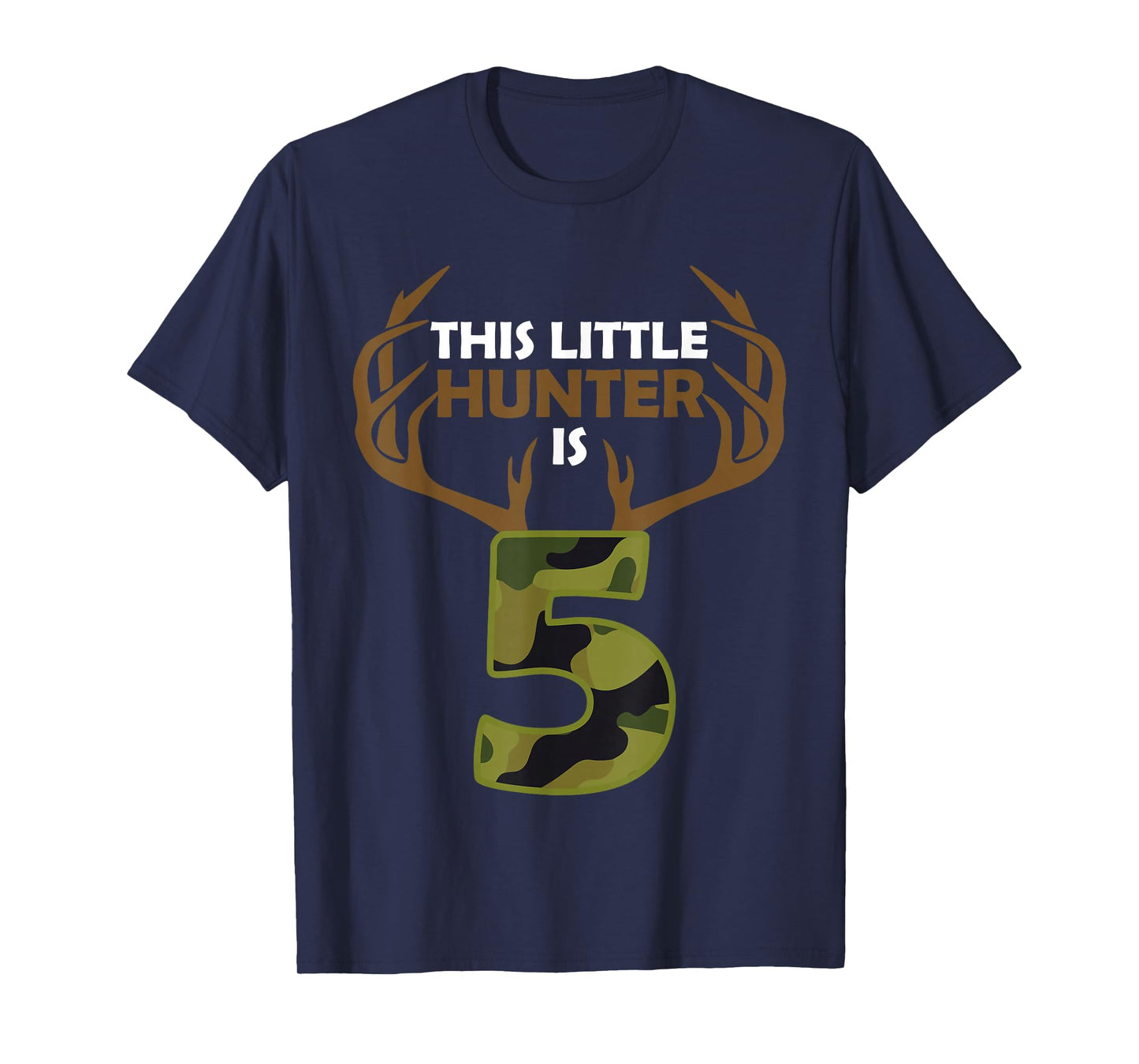 Funny 5th Birthday 5 Year Old Deer Hunter Gift For Boys Kids T-Shirt