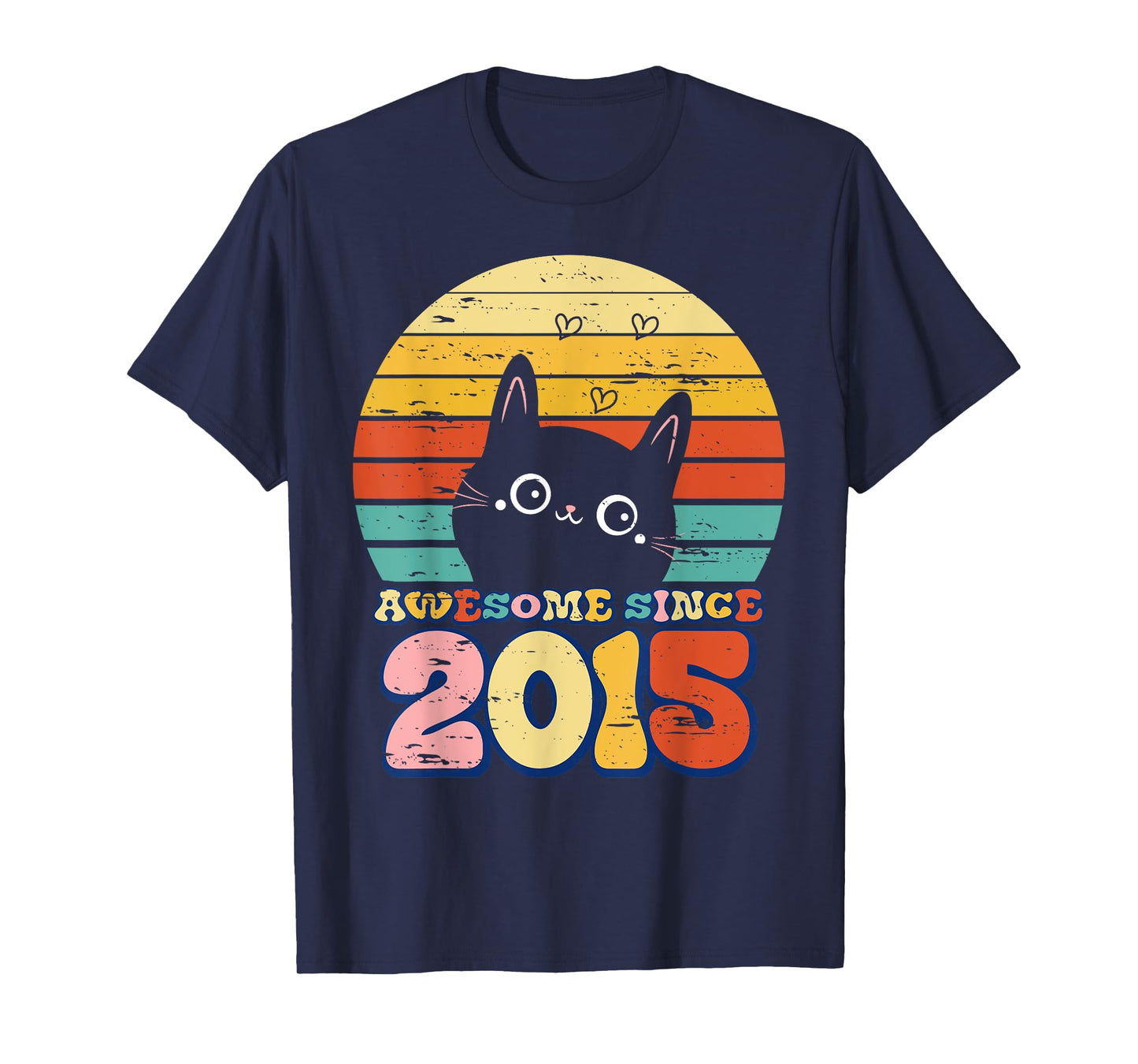 Awesome Since 2015 Tee Cat For Girl Boy Its My 8th Birthday T-Shirt