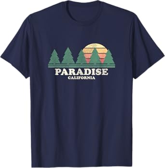 Paradise CA Vintage Throwback Tee Retro 70s Design T-Shirt