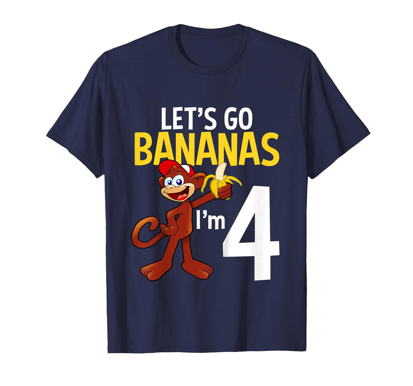 4 Year Old Monkey Birthday Party Zoo Animal Theme 4th Gift T-Shirt