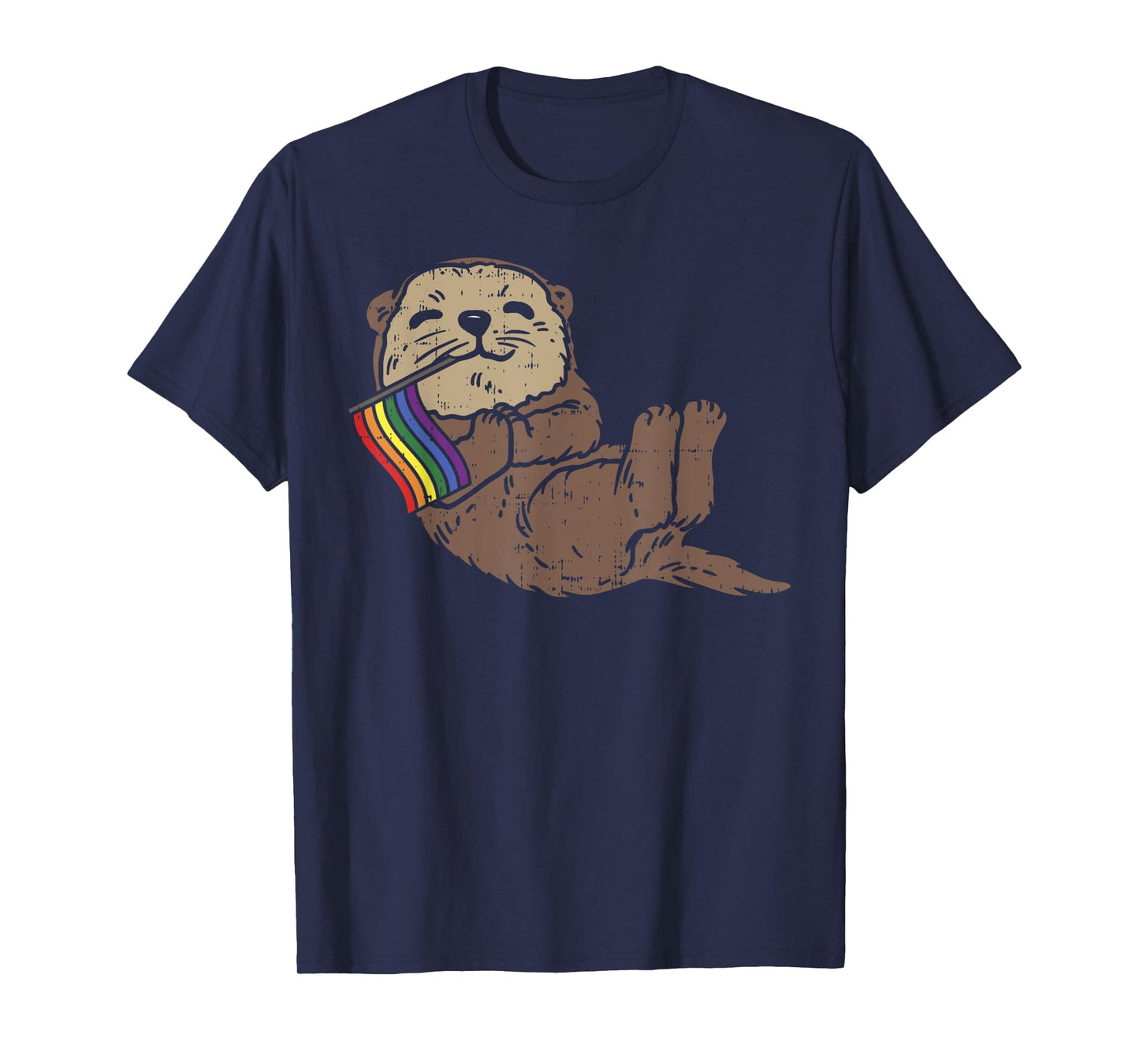 LGBT Sea Otter Rainbow Flag Cute Gay Pride Animal Lover Gift T-Shirt