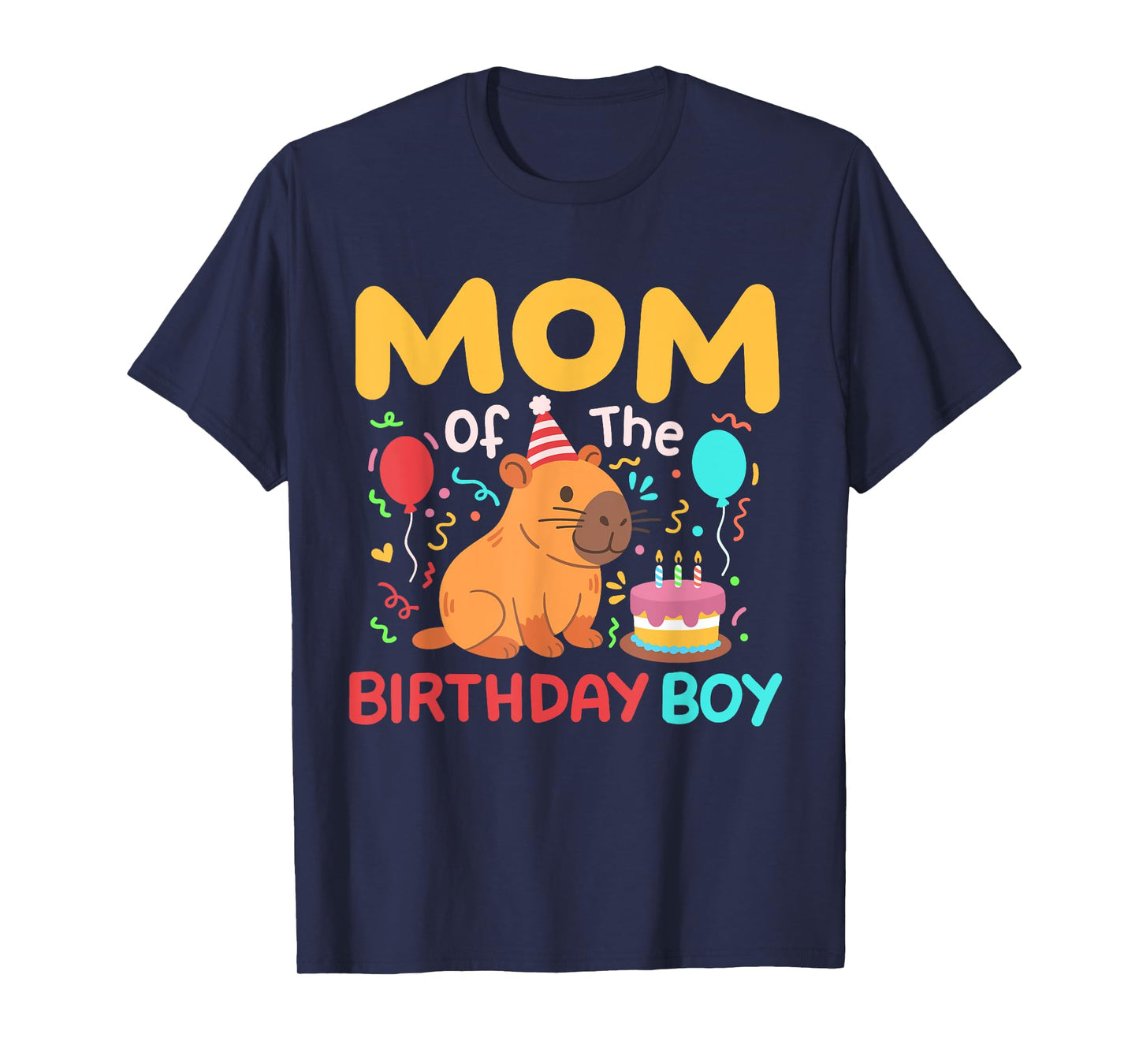 Mom Of The Birthday Boy Cute Capybara Kids Bday Family T-Shirt