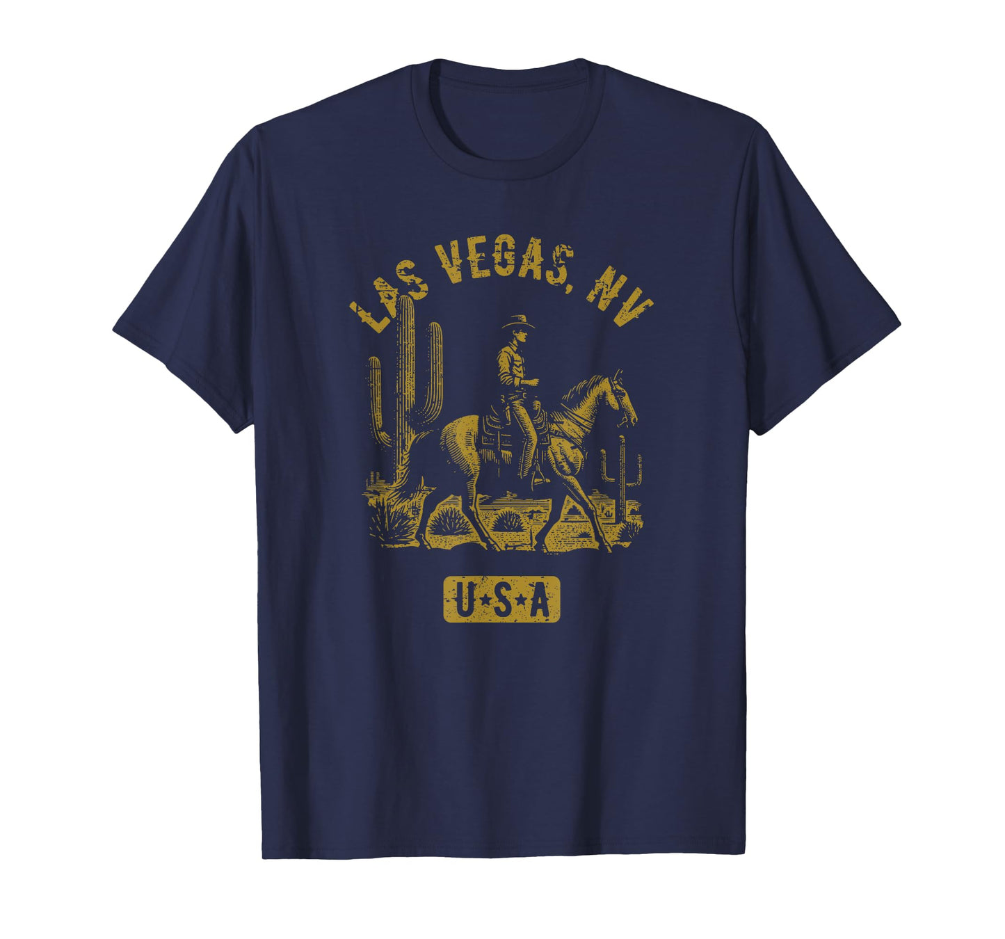 Las Vegas Nevada USA Cowboy Horse Distressed Style Design T-Shirt