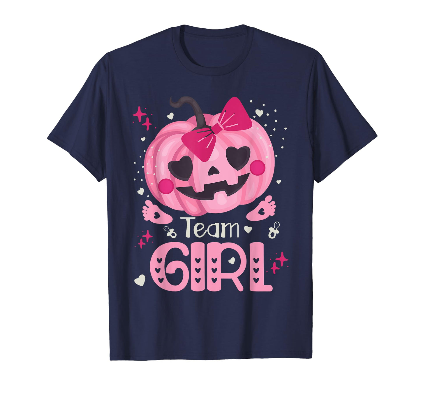 Team Girl Pumpkin Halloween Baby Gender Reveal Party T-Shirt
