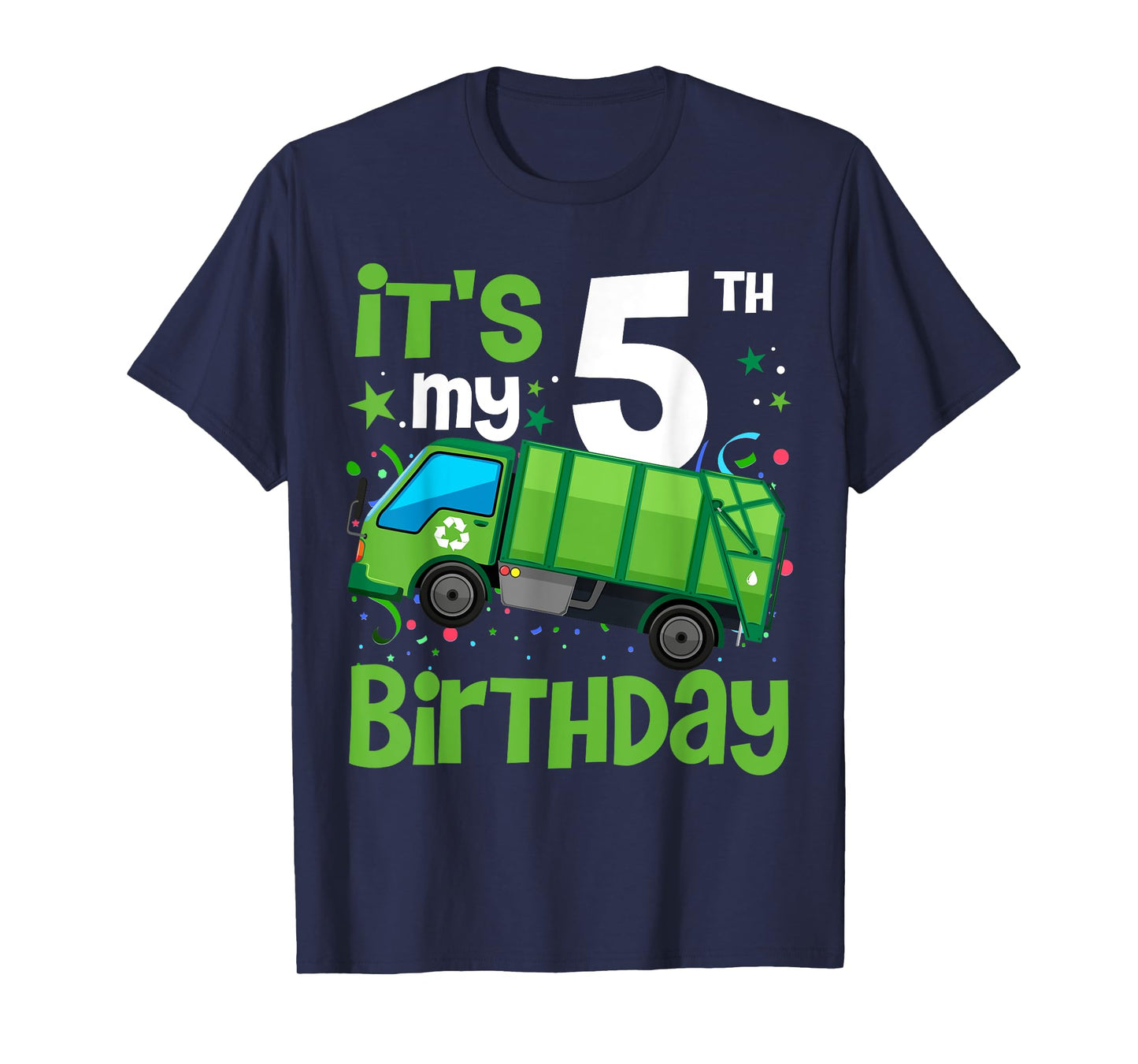 It's My 5th Birthday Garbage Truck 5 Year Old Birthday Boy T-Shirt