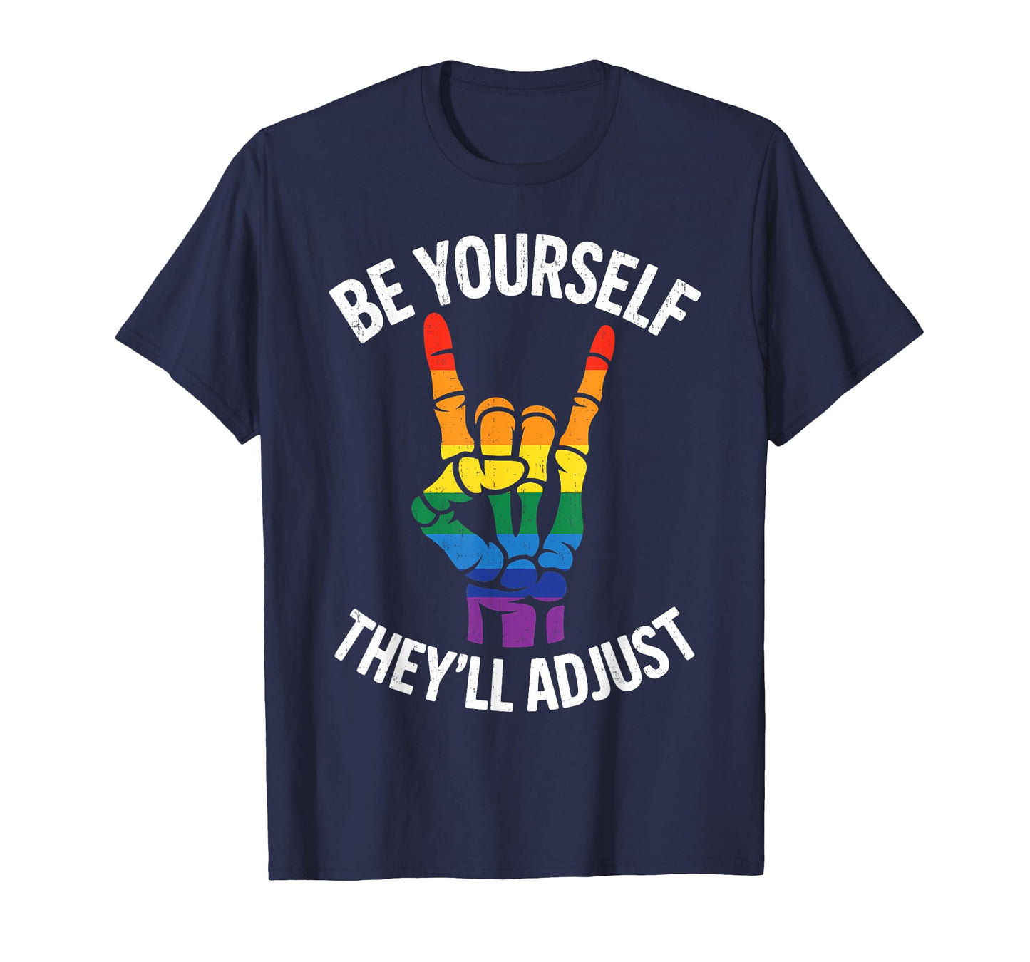 Funny Skeleton Hand LGBTQ Pride Rock Gift Women Girls T-Shirt