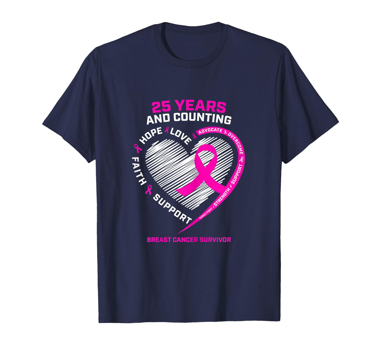 Womens 25 Year Survivor Gifts Grandma Mom Breast Cancer Survivor T-Shirt