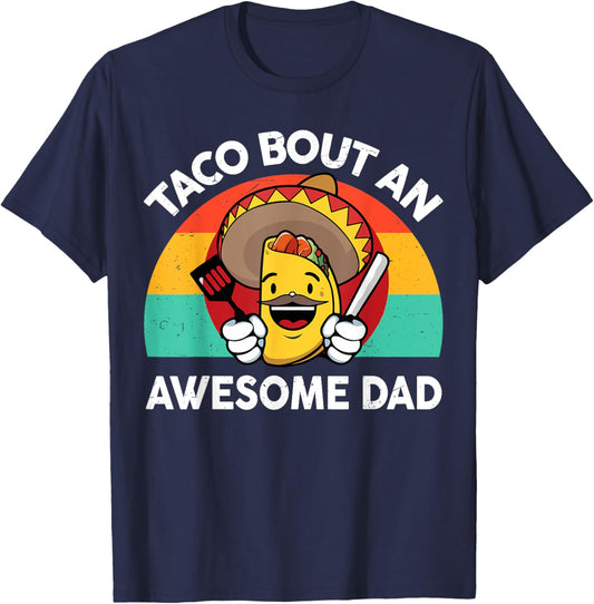 Mens Taco Bout Awesome Dad Cinco De Mayo Funny Mexican Men T-Shirt