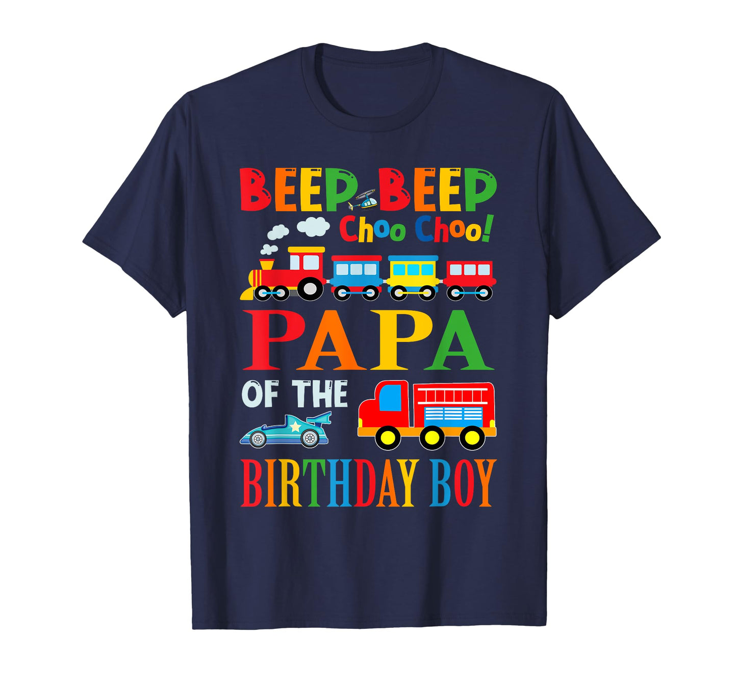 Papa Of The Birthday Boy Transportation Family Matching T-Shirt