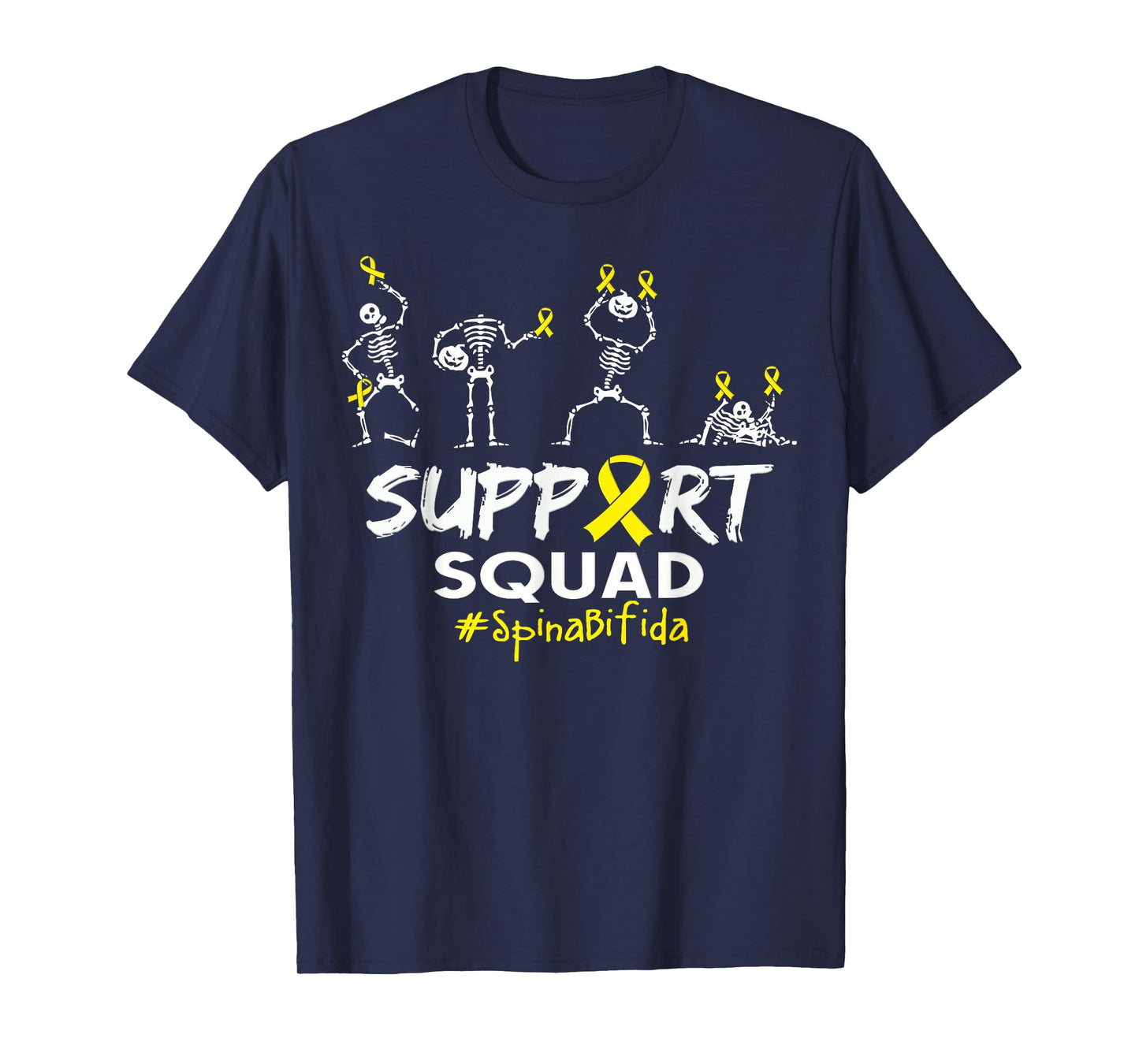 Spina Bifida Awareness Skeleton Support Squad Halloween T-Shirt