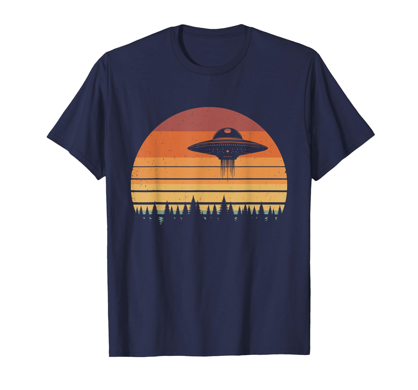 UFO Abduction Moon Day Retro Alien Spaceship Sci-fi T-Shirt