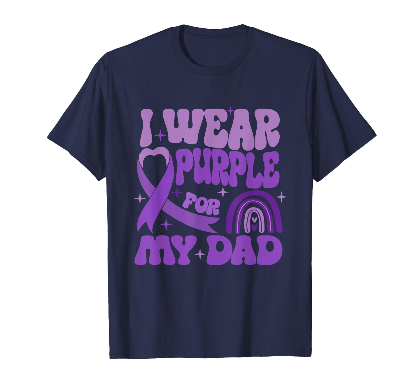 I Wear Purple For My-Dad Alzheimers Awareness Purple Ribbon T-Shirt