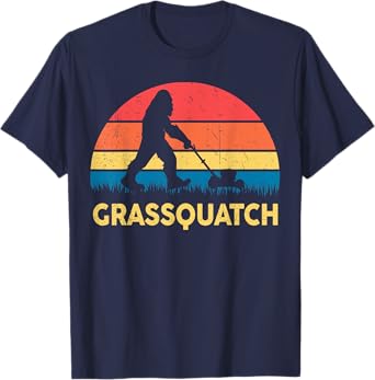 Lawn-Mowing Grassquatch Bigfoot Funny Mower Gardening Dad T-Shirt