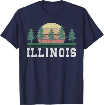 Illinois T-Shirt Retro Vintage Shirt Gift Men Women Kids T-Shirt