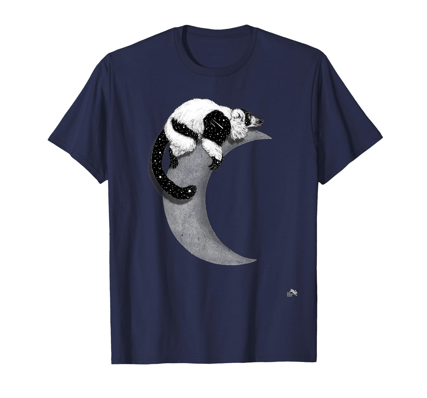Black & White Ruffed Lemur - Indri - In Space On the Moon T-Shirt