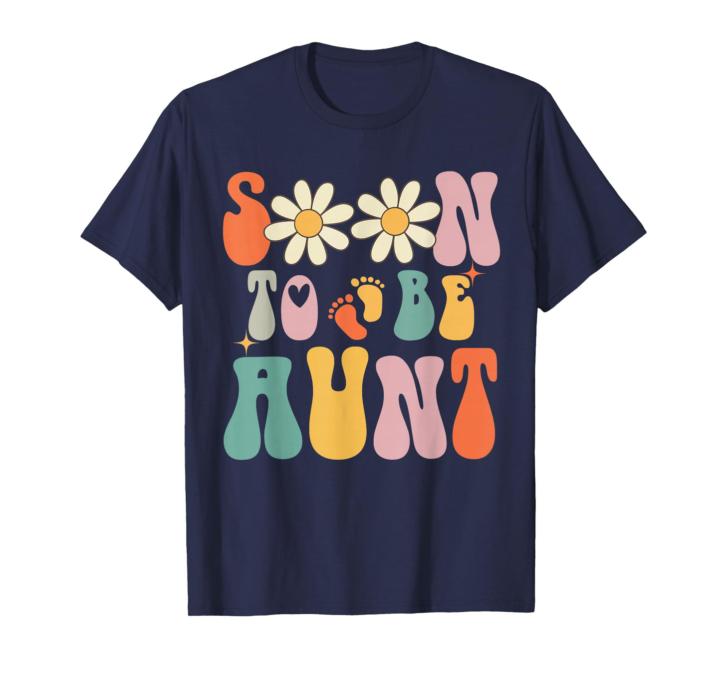 Soon To Be Aunt, Groovy Retro First Time Aunt, New Aunt 2025 T-Shirt, Small, Black