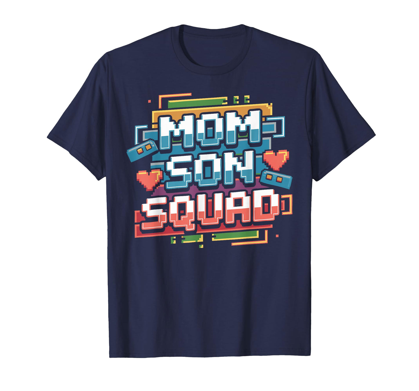 Mom Son Squad Mothers Day Gaming Retro Pixel Art Boy T-Shirt