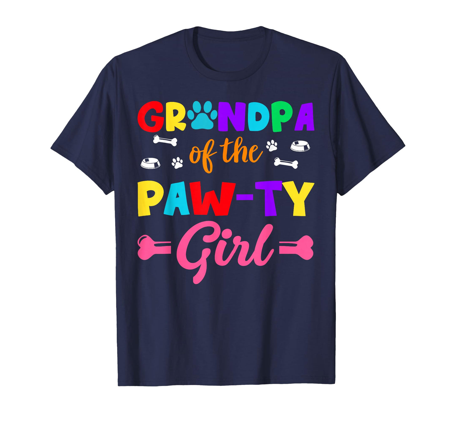 Grandpa Of The Paw-ty Girl Dog Family Matching Party T-Shirt