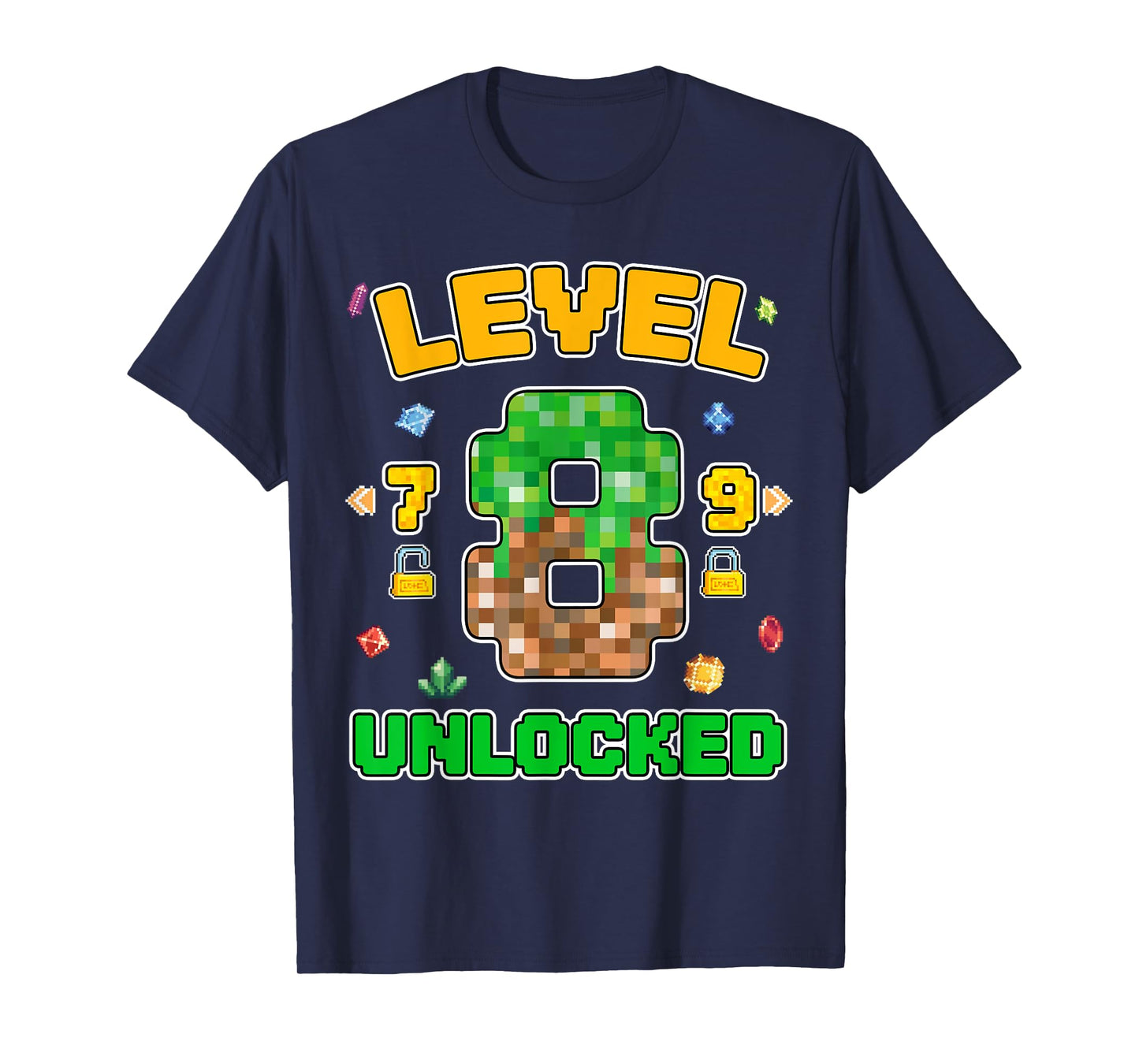 Funny 8 Year Old Birthday Boy Pixel Game 8th Bday Kids T-Shirt
