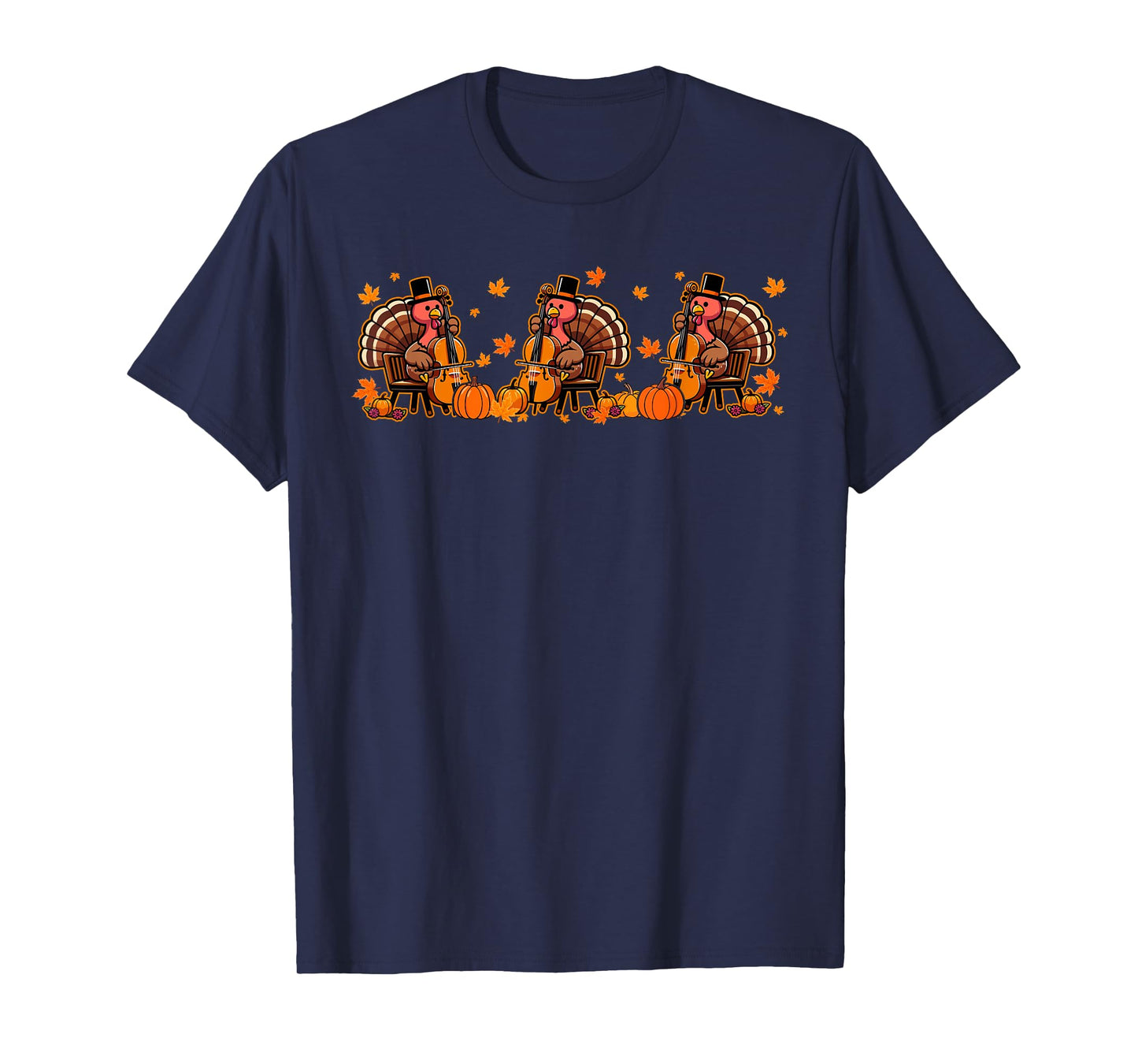 Three Thanksgiving Turkeys Playing Cello Instrumentalist T-Shirt