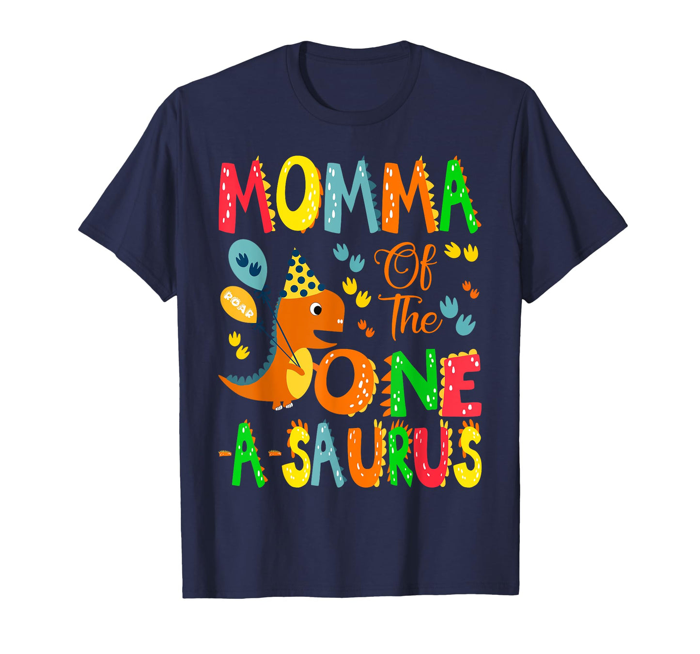 Momma of The One-A-Saurus 1St Birthday Boy Dinosaur T-Shirt