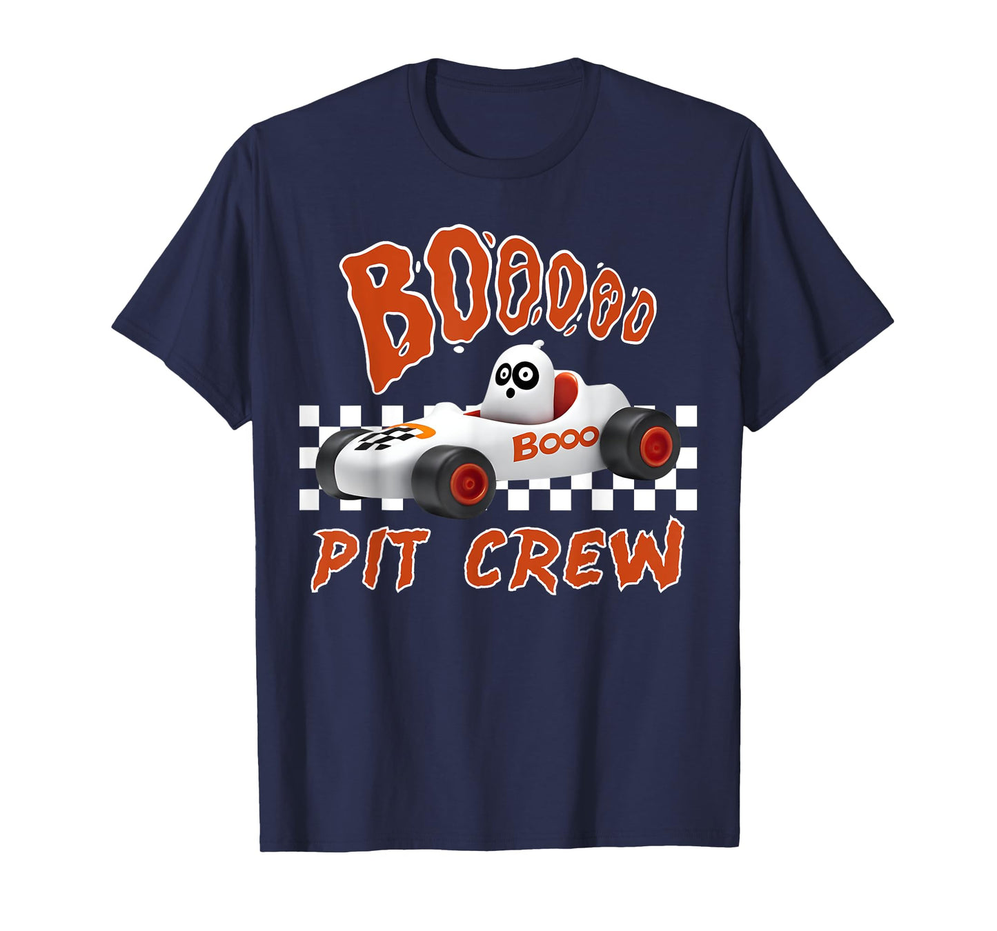 Boo Ghost Pit Crew Racing Halloween Matching Race Car Party T-Shirt