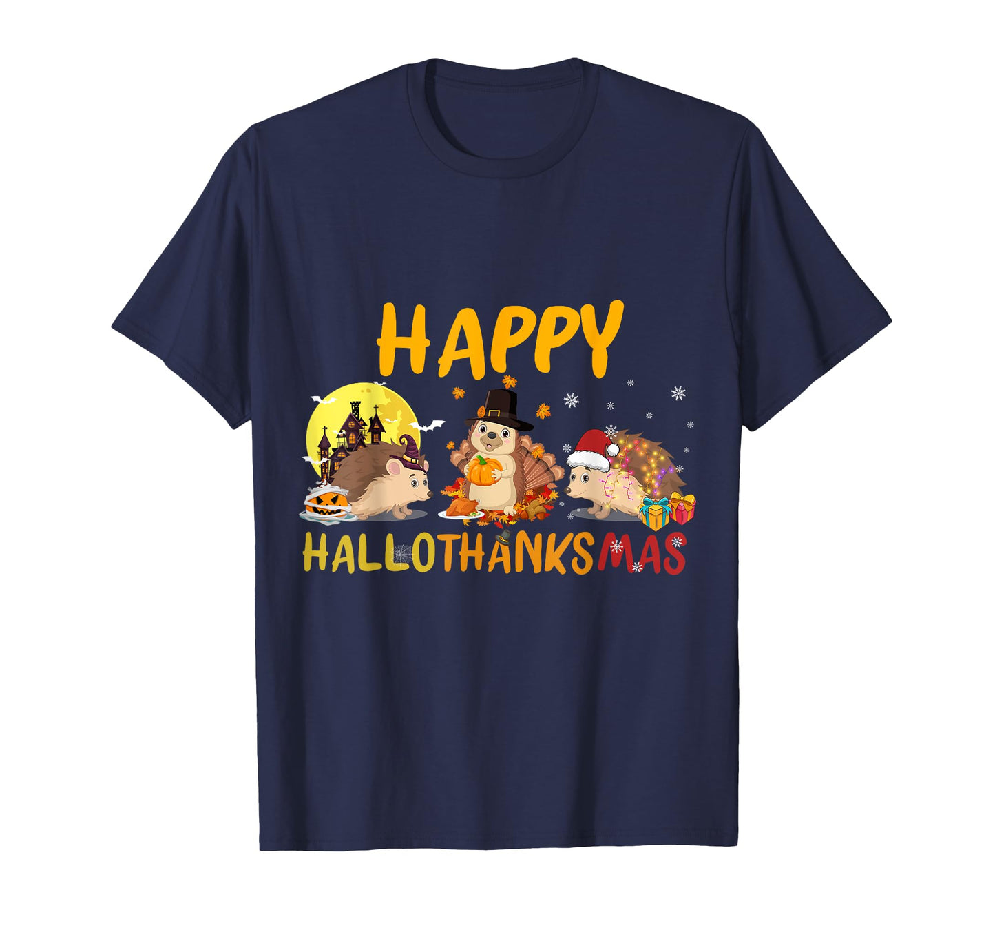 Hedgehog Happy Fall Autumn Christmas Halloween Thanksgiving T-Shirt
