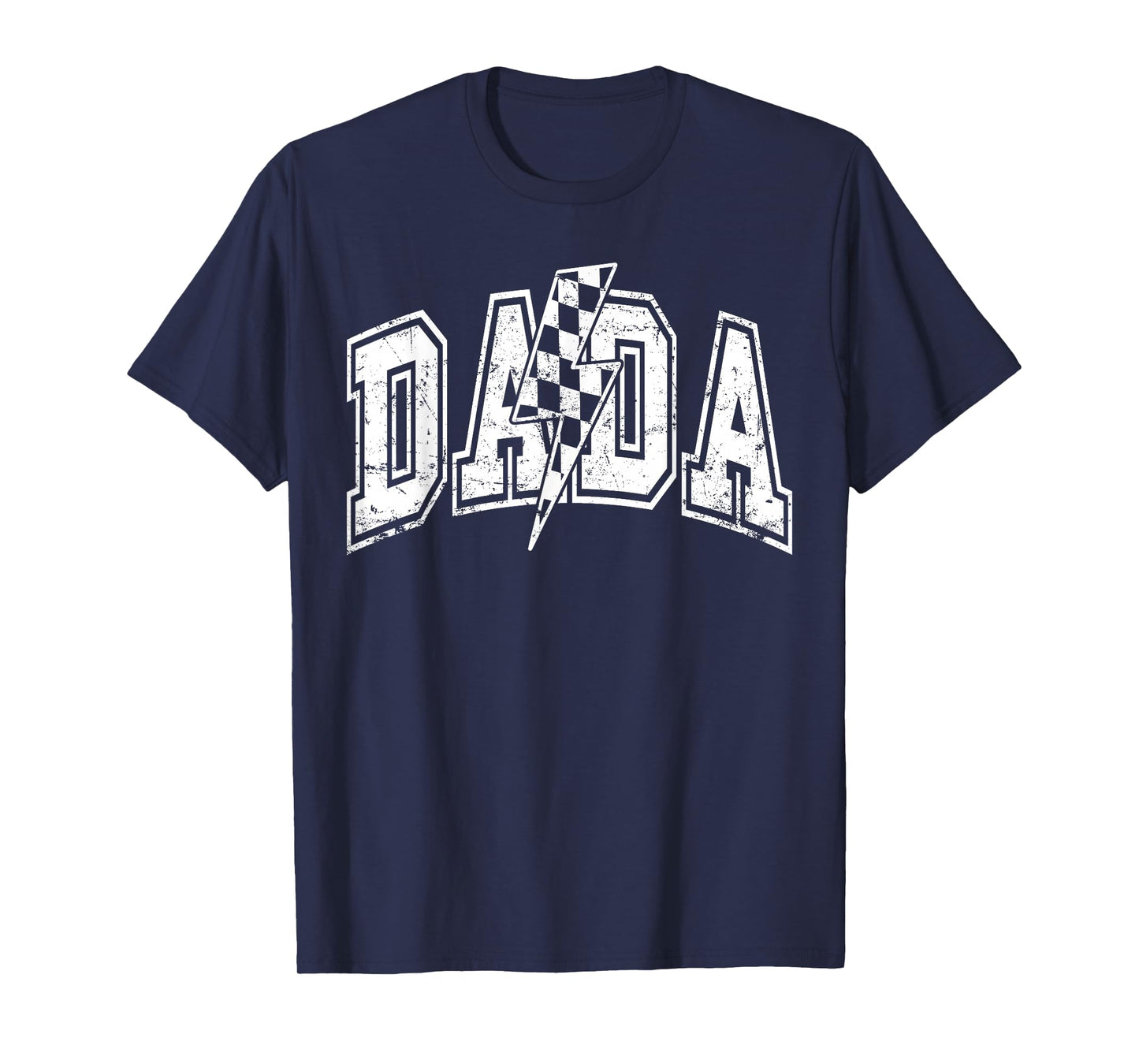 Dada Lightning Bolt Checkered Varsity Dad Men Father's Day T-Shirt