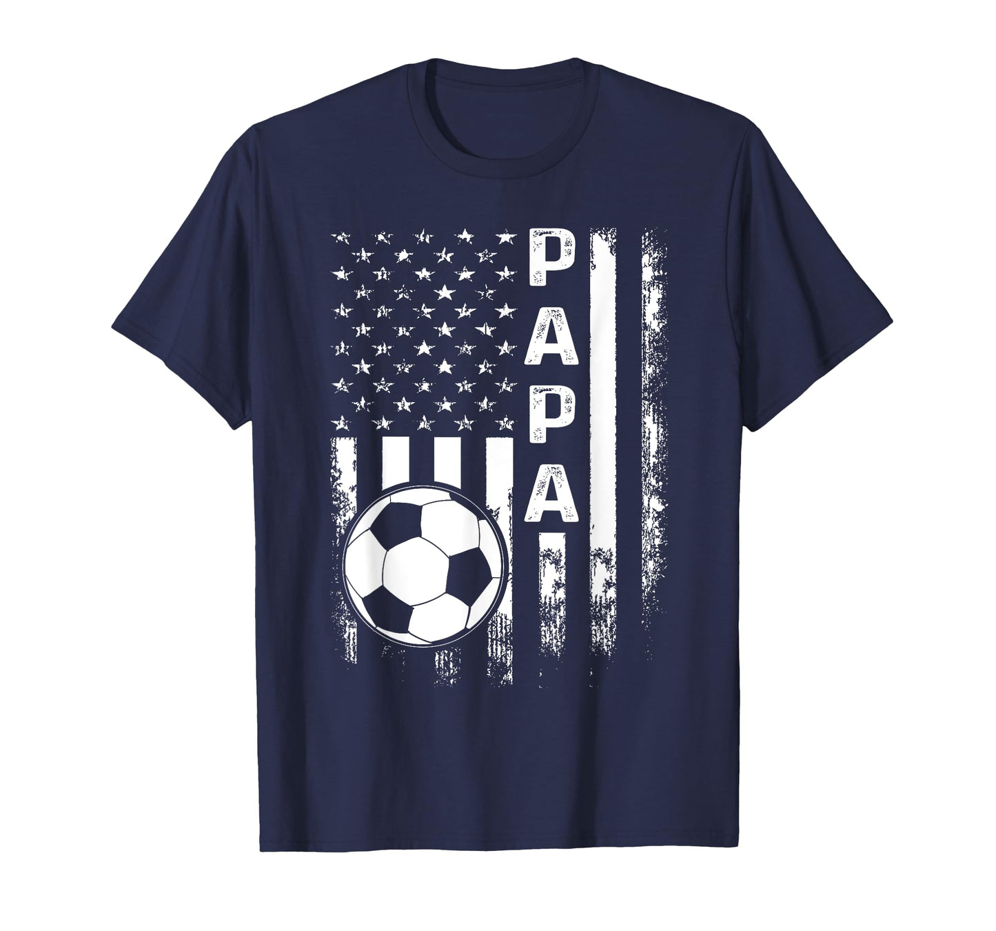 Soccer Papa American Flag Vintage Christmas Xmas Women Kids Men T-Shirt