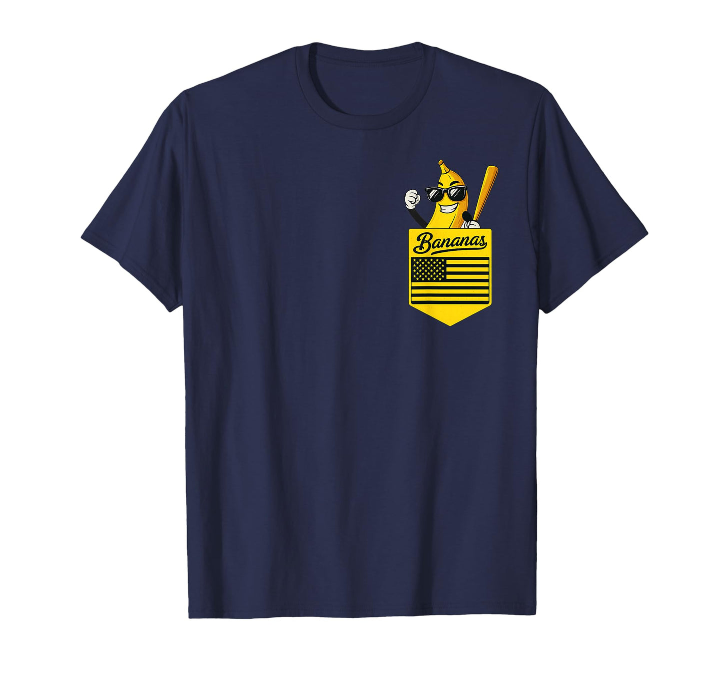 Funny Banana Pocket Baseball USA Flag Men Boys Kids Women T-Shirt