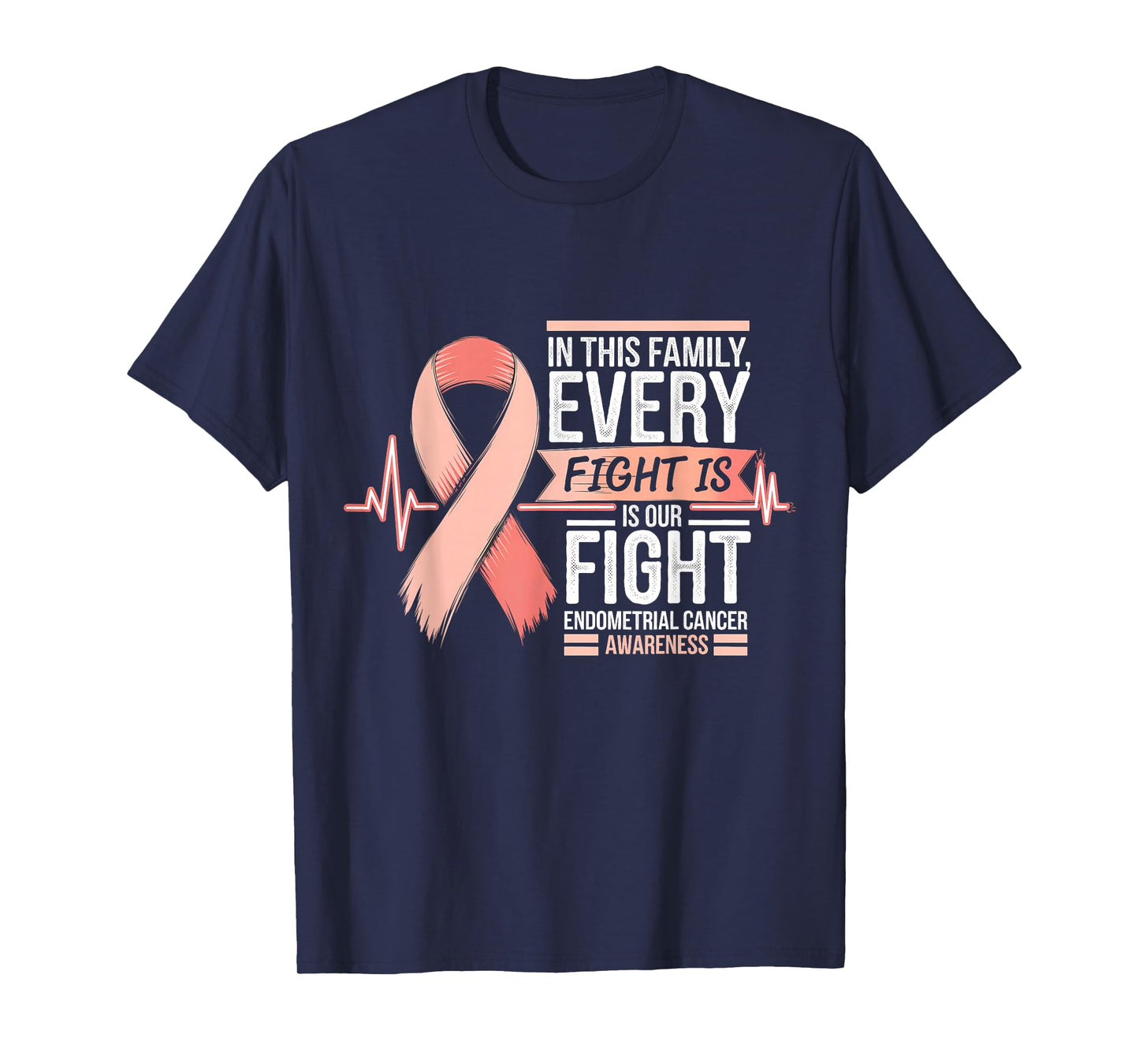 Endometrial Cancer Awareness Peach Ribbon T-Shirt