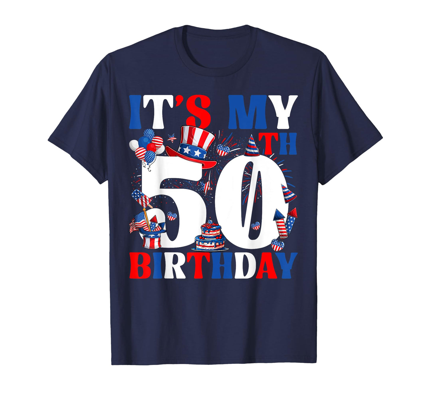 It's My 50th Birthday USA Flag Independence Day 4th Of July T-Shirt