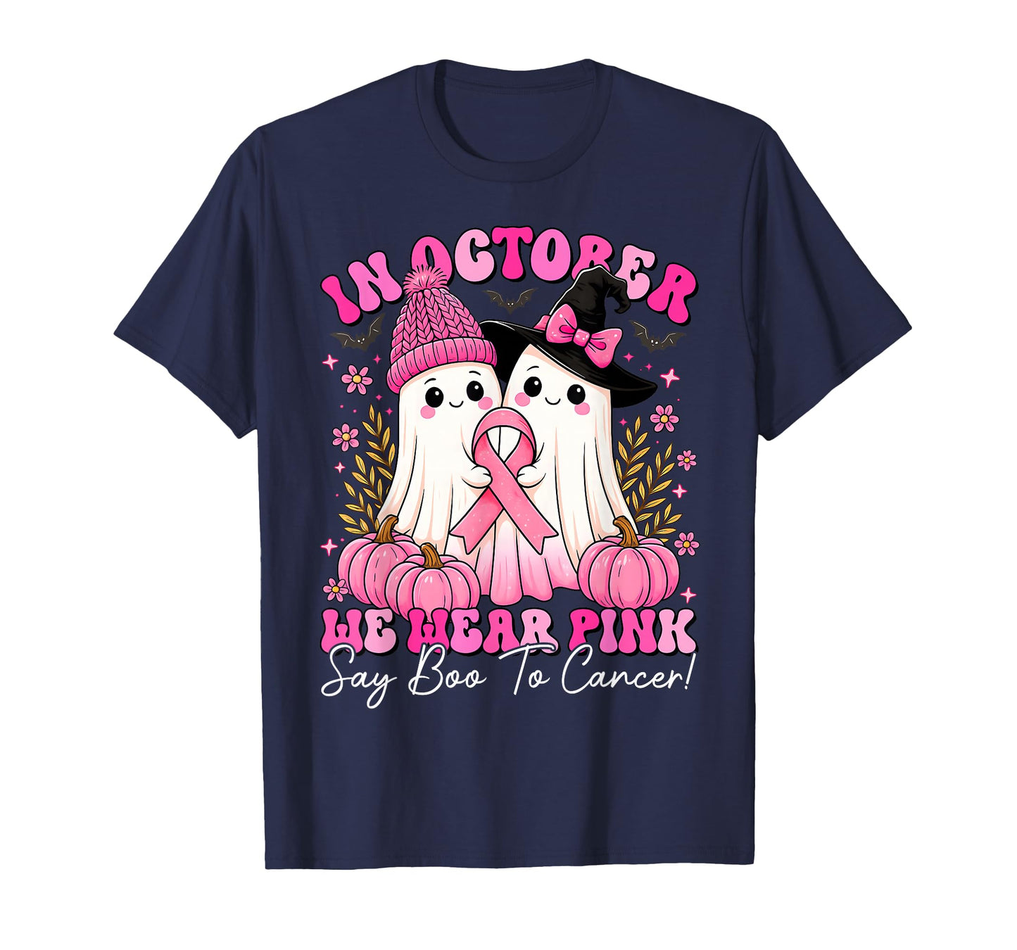 Breast Cancer Women Halloween in October We Wear Pink T-Shirt