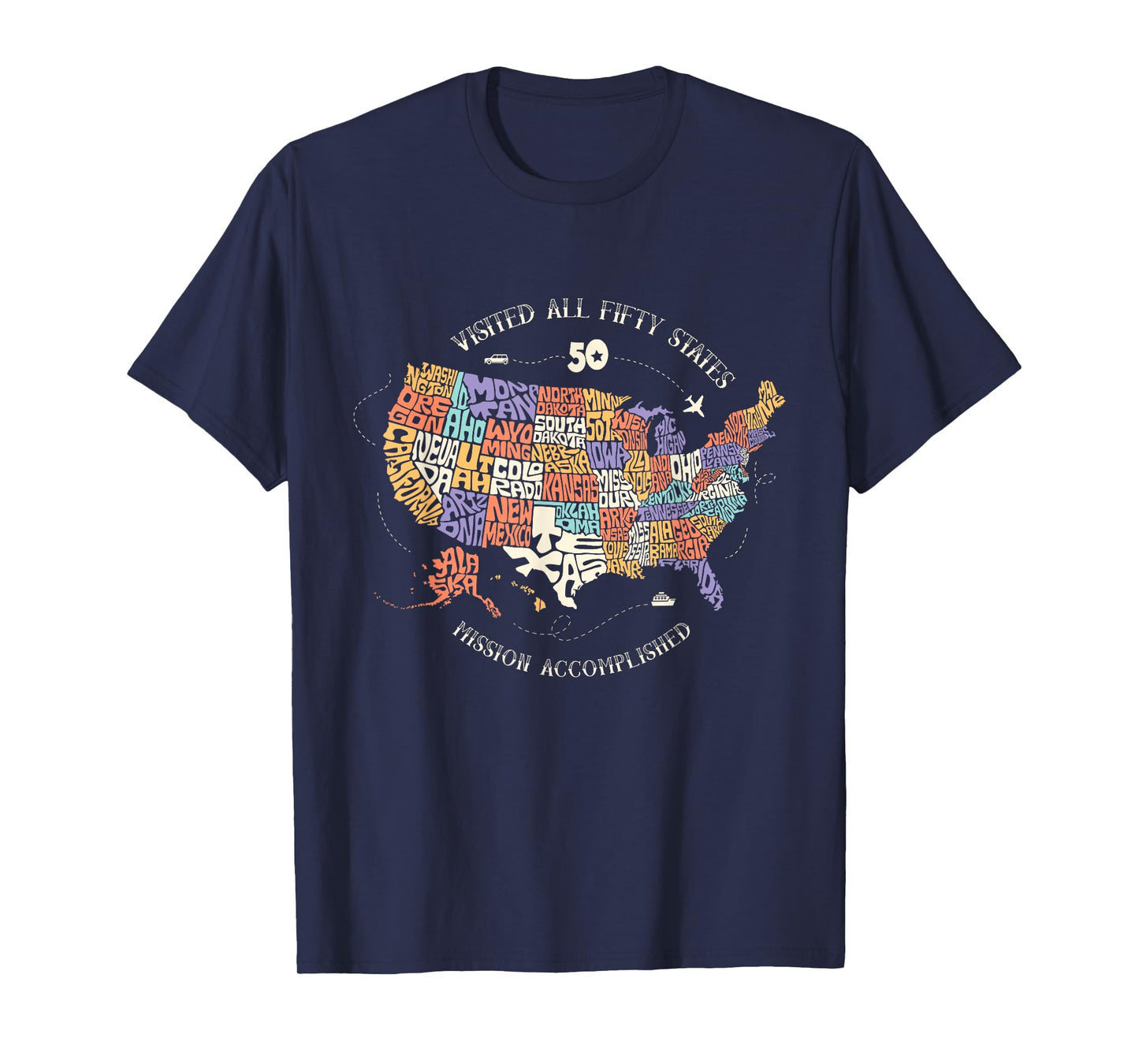 Visited All Fifty States USA all 50 states map T-Shirt