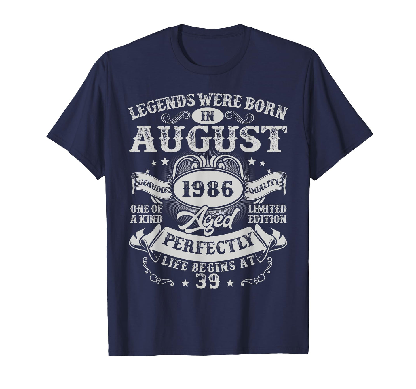 Legends Were Born in August 1986 Vintage 39th Birthday Men T-Shirt