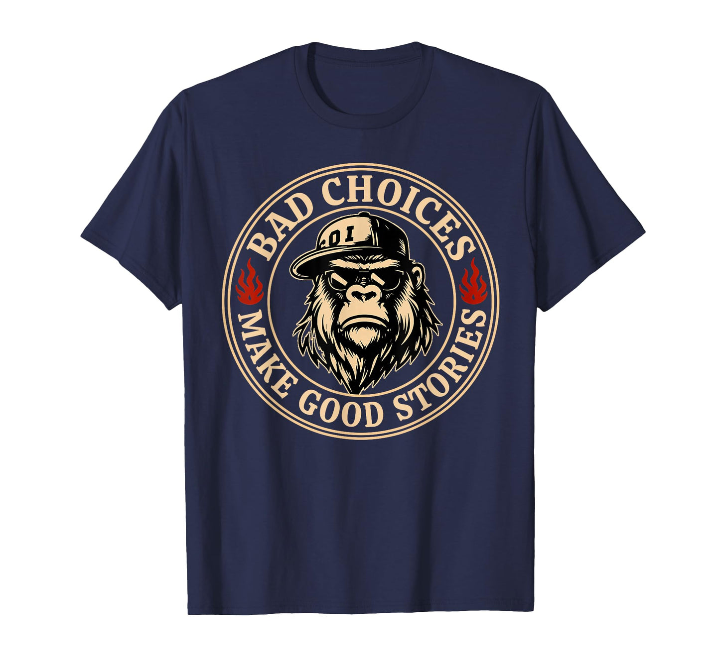 Bad Choices Make Good Stories Funny Monkey T-Shirt
