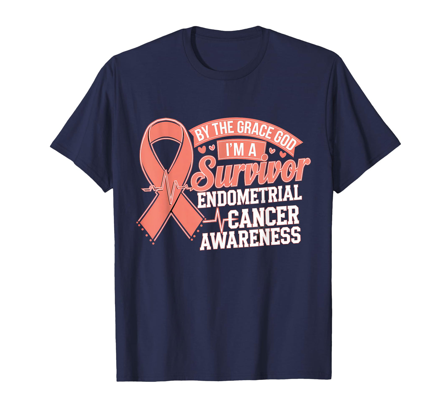 Endometrial Cancer Awareness Peach Ribbon T-Shirt
