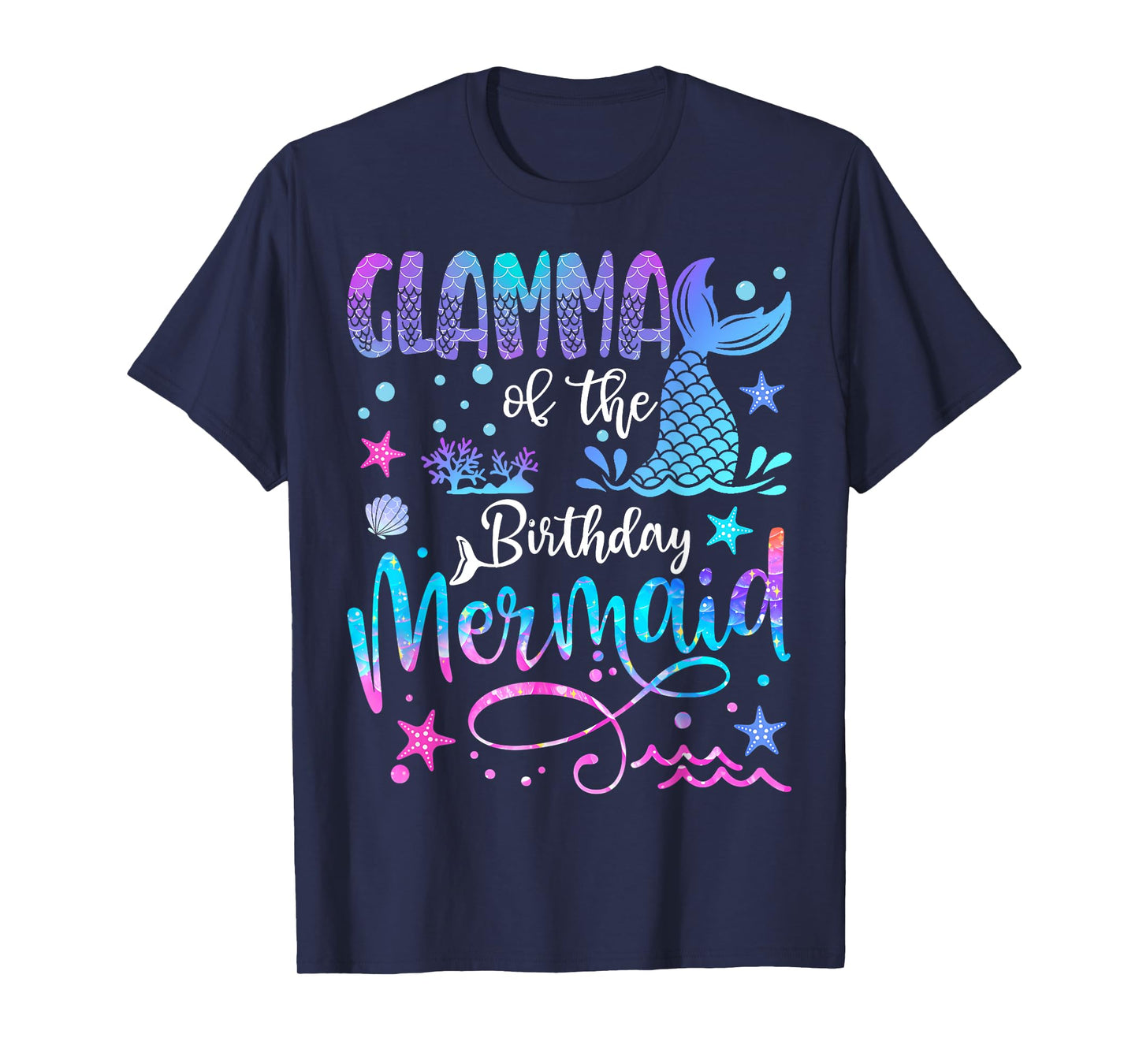 Glamma of The Birthday Mermaid Matching 1St Birthday Girl T-Shirt