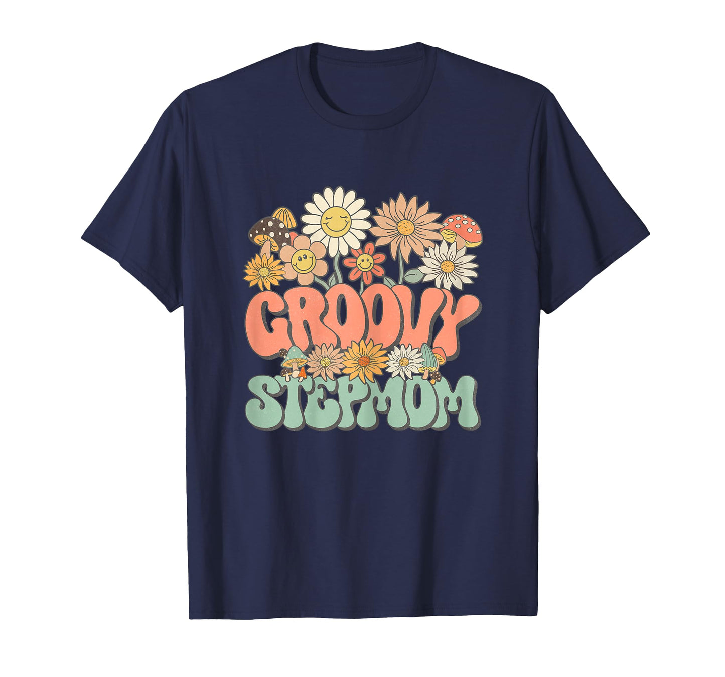 Groovy Stepmom Floral Hippie Retro Daisy Wildflower Women T-Shirt