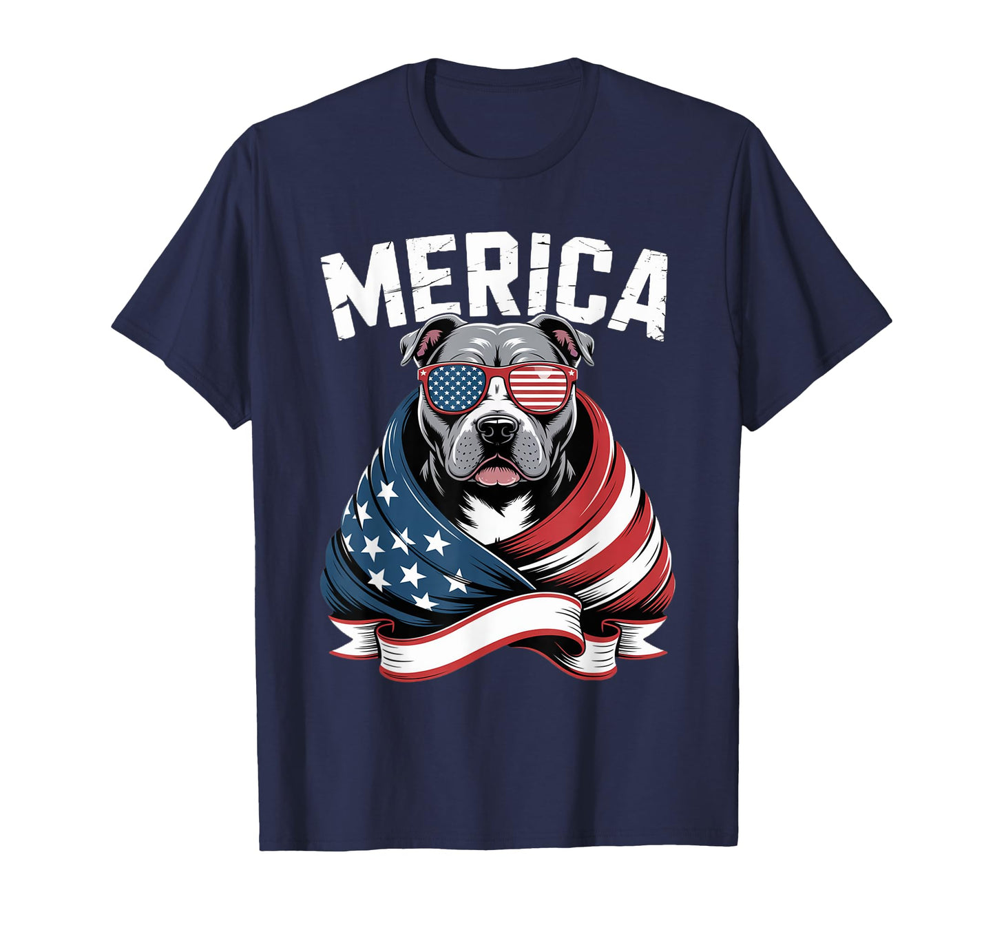 Merica Pitbull Dog Patriotic American Flag 4th Of July T-Shirt for Men Women Kids